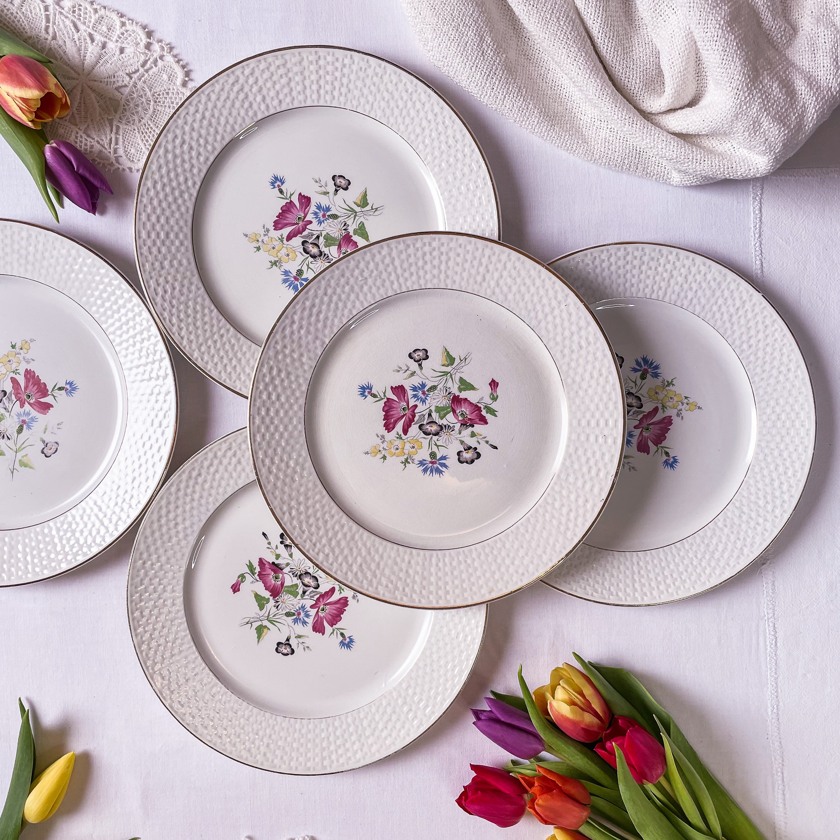 5 assiettes plates Floralies